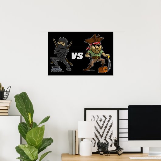 epic Warrior Ninja vs Pirate Poster (Thuiskantoor)