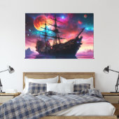 Epic Zeilschip Skies en Planeten Canvas Afdruk (Insitu (Slaapkamer))
