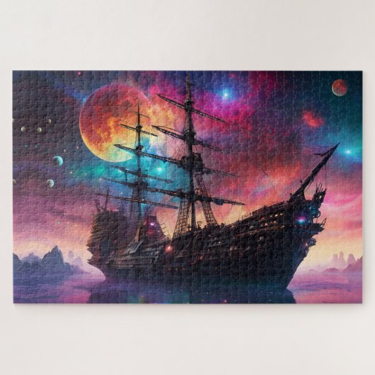 Epic Zeilschip Skies en Planeten Legpuzzel (Horizontaal)