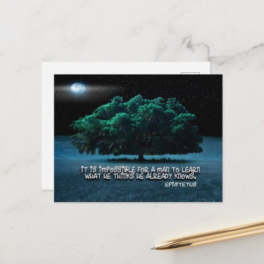 Epictetus Inspirerend quote "Learn" Briefkaart (Voorkant / Achterkant in situ)