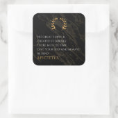 Epictetus's recept voor grootheid vierkante sticker (Tas)