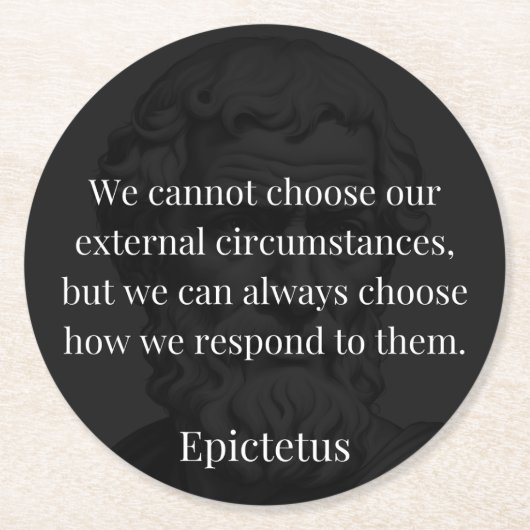 Epictetus's wijsheid: empowerment door middel van  ronde kartonnen onderzetter (Voorkant)