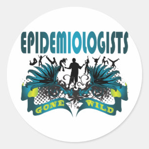 Epidemiologen op hol geslagen ronde sticker