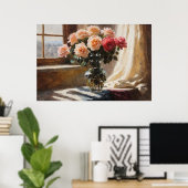 Epidemische Elegantie: Rozen bij het raam Poster (Thuiskantoor)