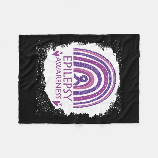 Epilepsie Bewustheid Bleekte regenboogribbon Paars Fleece Deken (Voorkant (Horizontaal))