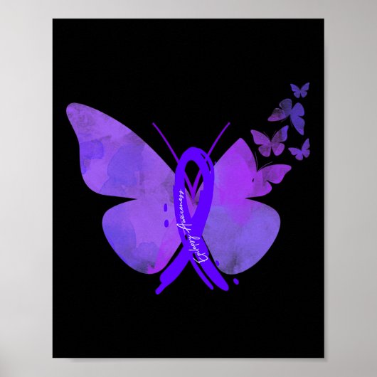 Epilepsie Bewustmaking Epilepsy Paarse Butterflies Poster (Voorkant)