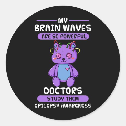 Epilepsie Bewustmaking Paars Epileptisch Brain Epi Ronde Sticker (Voorkant)