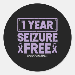 Epilepsie Bewustzijn 1 jaar Seizure Free Ribbon 2 Ronde Sticker
