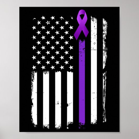 Epilepsie Bewustzijn Amerikaanse vlag Paarse dag l Poster (Voorkant)