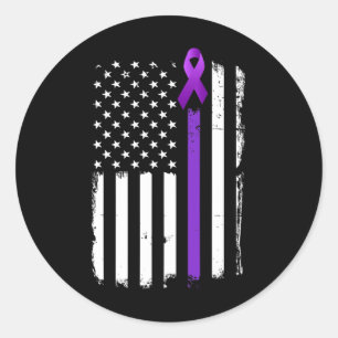 Epilepsie Bewustzijn Amerikaanse vlag Paarse dag l Ronde Sticker