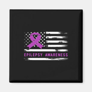 Epilepsie Bewustzijn Amerikaanse vlag Paarse lint Magneet