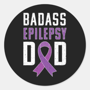 Epilepsie Bewustzijn Epilepsie Papa Paarse Lint Ronde Sticker