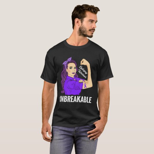 Epilepsie Bewustzijn Epileptische Paarse linten Wa T-shirt (Voorkant volledig)
