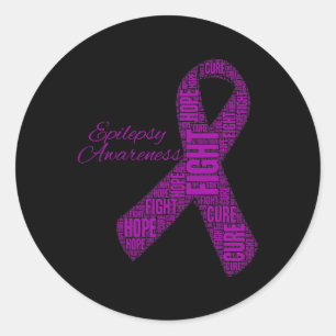 Epilepsie Bewustzijn Fight Hope Cure Ribbon Paarse Ronde Sticker