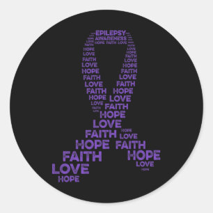 Epilepsie Bewustzijn Hoop Geloof Liefde Paarse Lin Ronde Sticker