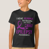 Epilepsie Bewustzijn Ik Draag Paarse voor mijn Iem T-shirt (Voorkant)