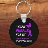 Epilepsie Bewustzijn Ik Draag Paarse voor mijn kle Sleutelhanger (Voorkant)