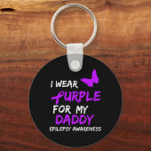 Epilepsie Bewustzijn Ik Draag Paarse voor mijn pap Sleutelhanger (Voorkant)
