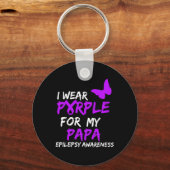 Epilepsie Bewustzijn Ik Draag Paarse voor mijn Pap Sleutelhanger (Voorkant)