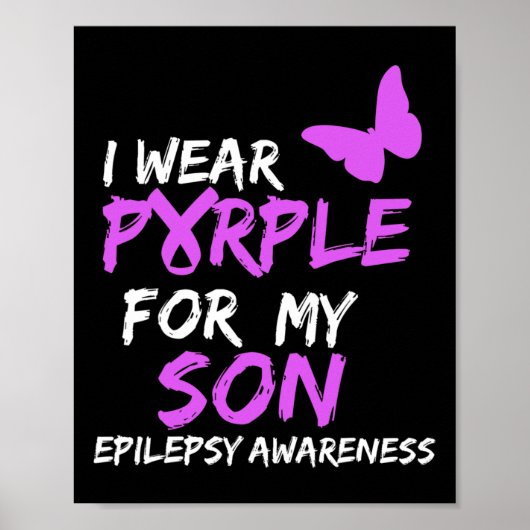 Epilepsie Bewustzijn Ik draag Paarse voor mijn Son Poster (Voorkant)