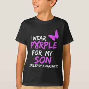 Epilepsie Bewustzijn Ik draag Paarse voor mijn Son T-shirt