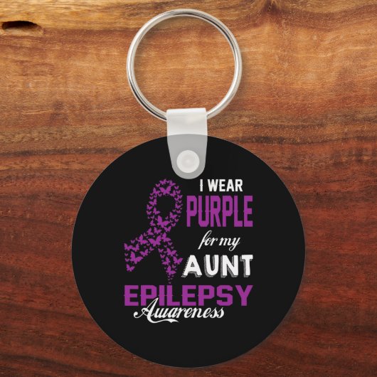 Epilepsie Bewustzijn Ik Draag Paarse voor mijn tan Sleutelhanger (Voorkant)