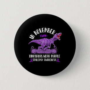 Epilepsie Bewustzijn Lint T-Rex November Dinosauru Ronde Button 5,7 Cm
