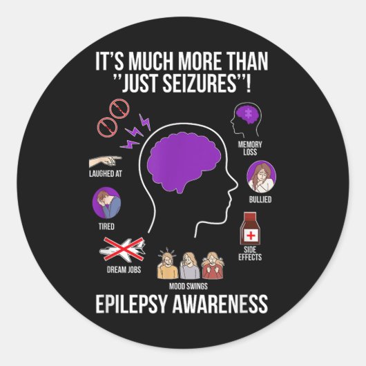 Epilepsie Bewustzijn Maand Epilepsie Strijder Ronde Sticker (Voorkant)