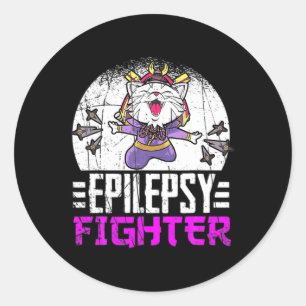 Epilepsie Bewustzijn Maand Ninja Kat Epilepsie Str Ronde Sticker