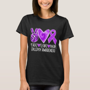 Epilepsie Bewustzijn Maand Paarse Lint Vrede Liefd T-shirt