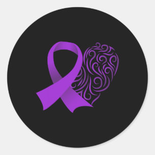 Epilepsie Bewustzijn Maand Paarse Ribbon Advocacy  Ronde Sticker