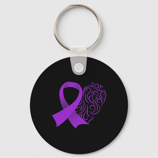 Epilepsie Bewustzijn Maand Paarse Ribbon Advocacy  Sleutelhanger (Voorkant)