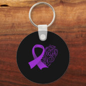Epilepsie Bewustzijn Maand Paarse Ribbon Advocacy  Sleutelhanger (Voorkant)