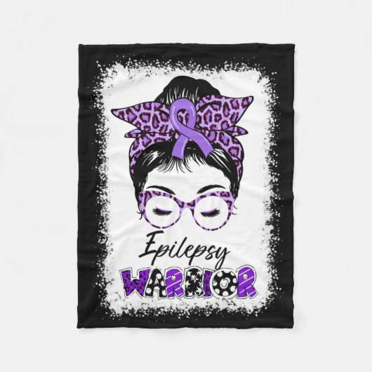 Epilepsie Bewustzijn Messy Bun Warrior Leopard Byn Fleece Deken (Voorkant)