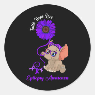 Epilepsie Bewustzijn Olifant Geloven Hoop Liefde Z Ronde Sticker