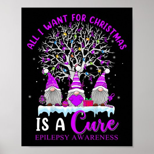 Epilepsie Bewustzijn Ornament Kerstboom kabouters Poster (Voorkant)