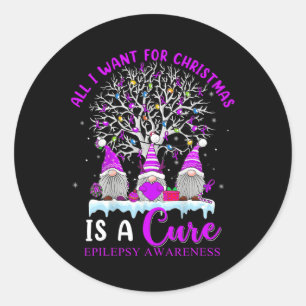 Epilepsie Bewustzijn Ornament Kerstboom kabouters Ronde Sticker