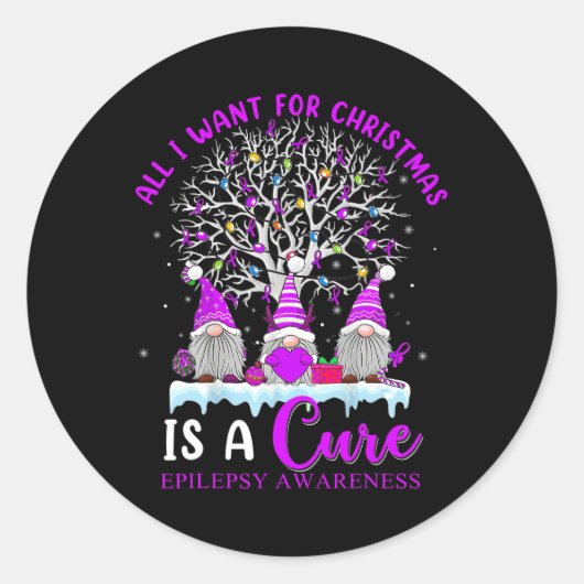 Epilepsie Bewustzijn Ornament Kerstboom kabouters Ronde Sticker (Voorkant)