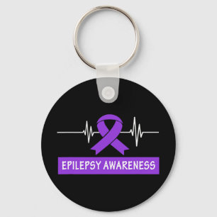 Epilepsie Bewustzijn Paarse Lint Hartslag Kinder e Sleutelhanger