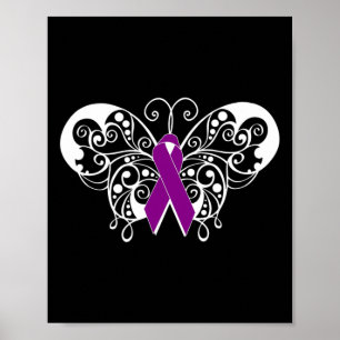 Epilepsie bewustzijn Paarse lint vlinder 2 Poster