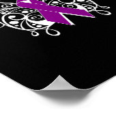 Epilepsie bewustzijn Paarse lint vlinder Poster (Hoek)