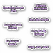 Epilepsie Bewustzijn Paarse Tekst Sticker Pack (Voorkant)