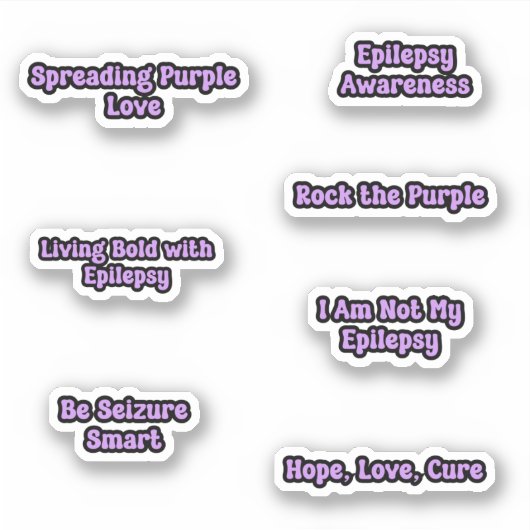 Epilepsie Bewustzijn Paarse Tekst Sticker Pack (Voorkant)