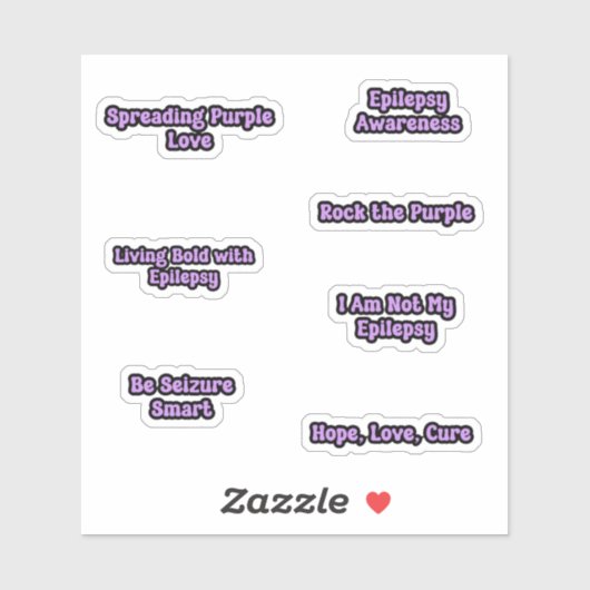 Epilepsie Bewustzijn Paarse Tekst Sticker Pack (Vel)