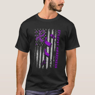 Epilepsie Bewustzijn Patriottische Amerikaanse Fla T-shirt