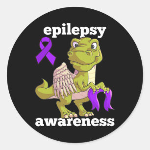 Epilepsie Bewustzijn Schattigee Dinosaurus T Rex W Ronde Sticker