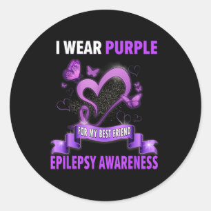 Epilepsie Bewustzijn Shirten Ik Draag Paarse voor Ronde Sticker