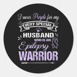 Epilepsie bewustzijn steun Husbynd Warrior Walk Ru Ronde Sticker