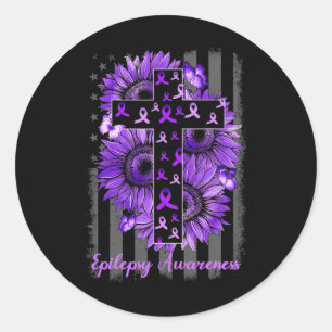 Epilepsie bewustzijn supporter Warrior Zonnebloem Ronde Sticker