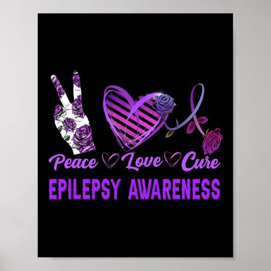 Epilepsie Bewustzijn Vrede Liefde Cure Paarse Gift Poster (Voorkant)